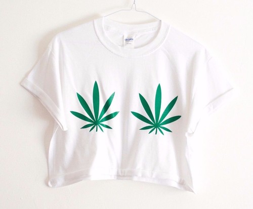 Crop Top Cannabis White T-shirt Hipster Tumblr 90s Grunge Stoner Festival Summer