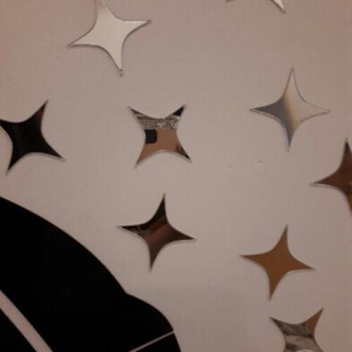 50pcs Art Removable Star Wall Sticker 3D Mirror Decal Vinyl Acrylic Home Decor 