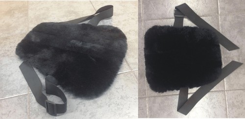 NEW SHEEPSKIN non-slip Medium+Small 2pce SEAT COVER motorcycle BLACK motorbike