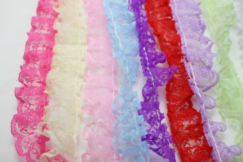 10 Meter Ruffle Unilateral Lace Trim Ribbon 23mm Sewing Wedding Craft 10 Color 