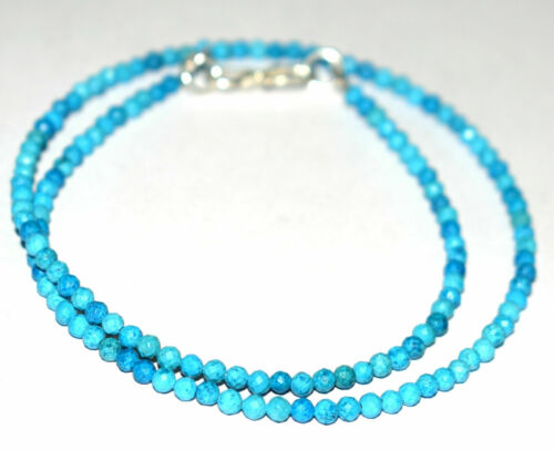 Details about   Sky Blue Turquoise Round 3 mm Beads 925 Sterling Silver 43 cm Strand Necklace 
