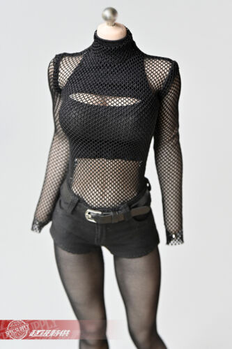 1// 6 Mesh T-shirt Black Clothes Top Costume Fit Female Action Figure PH No Body