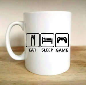 EAT SLEEP GAME GAMING GAMER PC PS4 XBOX CAMPER GEEK PRESENT GIFT TEA CUP MUG 