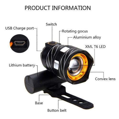 USB Rechargeable T6 LED MTB Rear&Front Set 15000LM Bicycle Lights Bike Headlight 