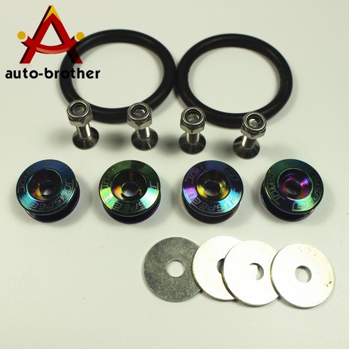 Neo Chrome Quick Release Car Bumper Fender Trunk Hatch Lid Aluminum Fastener Kit