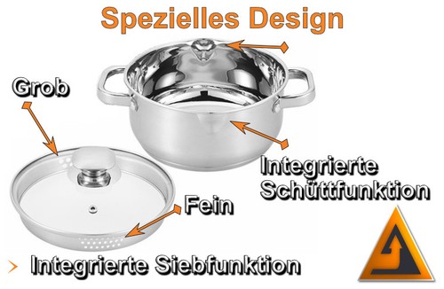6 tlg Kochtopfset Induktion Edelstahl Topfset Kochtopf Suppentopf Topf CS