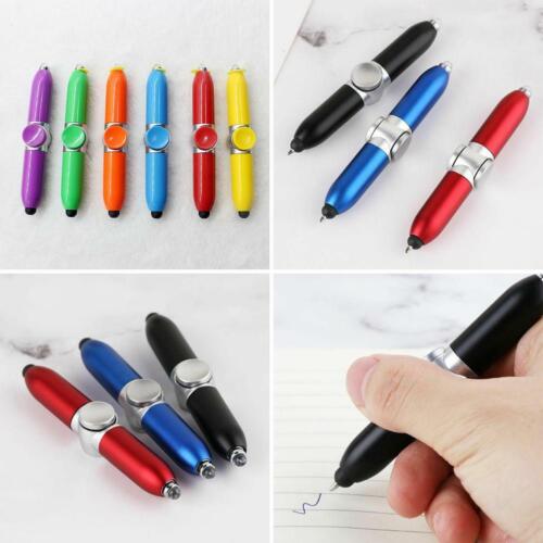 Finger Gyro Spinner Gyroscope Pens Decompression LED Light Ballpoint Pen Gift 