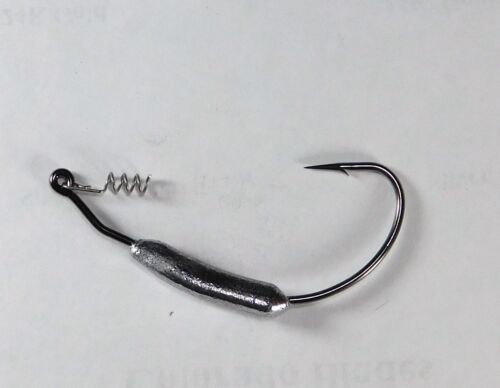 Bob4Bass Weighted Mustad 92000 Swimbait Hooks w/Snap on Coil 5 Pack 