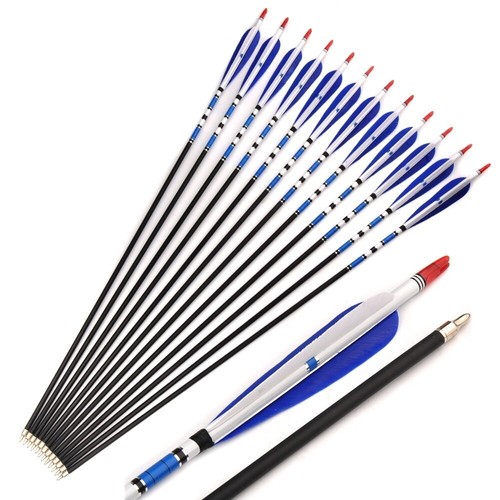 12x 31/"//33/'/'Turkey Feather Carbon Shaft Arrow SP500 Compound Recurve Bow Hunting