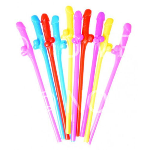 Hen Night Party Accessories RAINBOW Coloured Willy Straws Choose Qty 1-32