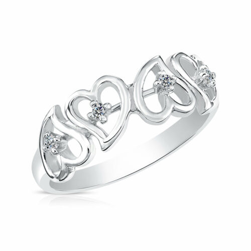 Love and Friendship Ring Sterling Silver Cubic Zirconia Eternal Heart Ring