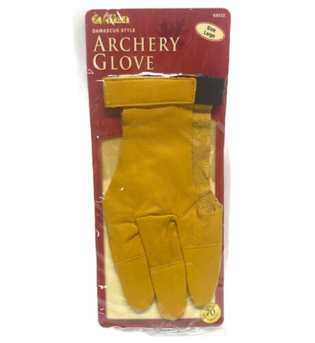 Allen Damascus Style Archery Glove Size LARGE L 3-Finger Gold Leather 60532 