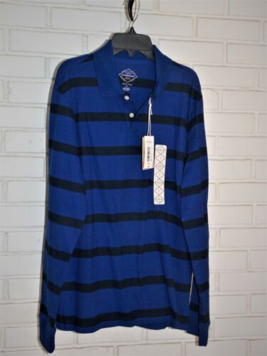 John's Bay MEN's Legacy Polo SHIRT Navy BLUE Striped Size SMALL NWT MSRP $36 St 