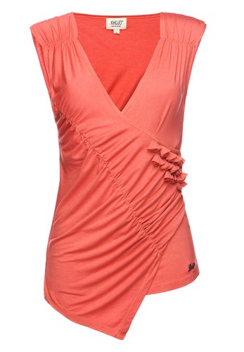 Top da donna Khujo equa sommertop manica senza SHIRT in Effetto Avvolgente scollo a V