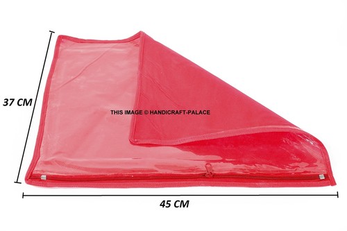 24 PC Oneside Clear Plastic Clothes Sari Saree Garment Storage cover Bags Red