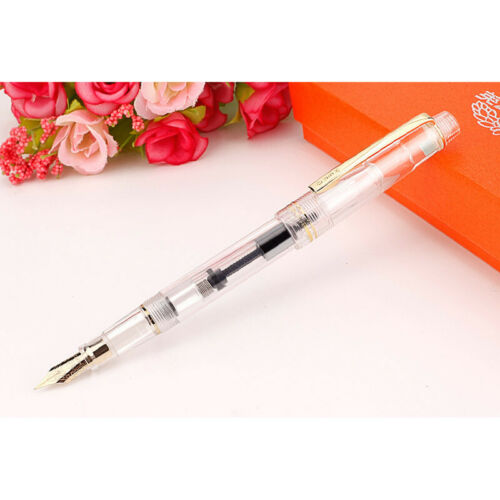 1pcs Hero 1202 Transparent China Fountain Pen Demonstrator Screw Fine Nib 0.5mm 