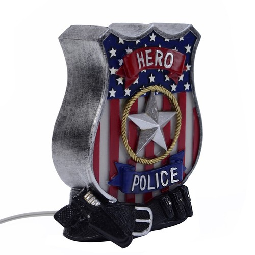 Police Officer Badge Desk Lamp Kids Bedroom Home Decor Hero Safety Night Light