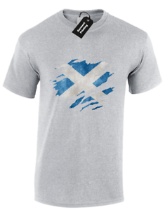 Bandera de Escocia dividido en el pecho para hombres Camiseta Top De Regalo De Ventilador De Fútbol patriota escocés 