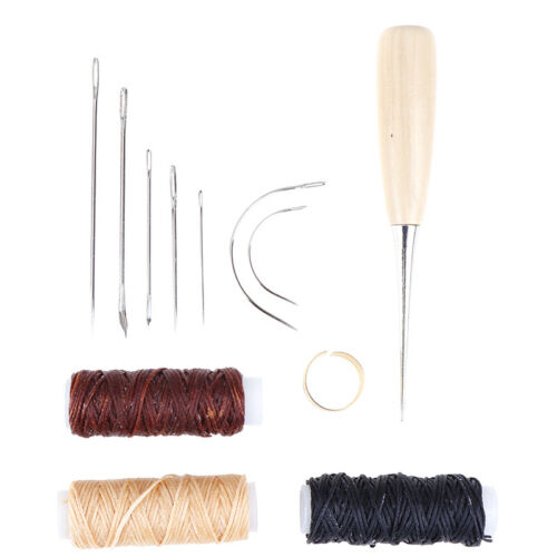 12Pcs//Set Leather Craft Tool Waxed Thread Cord aiguilles à coudre Cordonnerie kihfuk