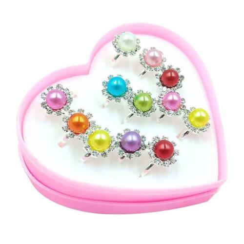 12//36 Pcs//box Adjustable Alloy Baby Girl Rings with Heart Shaped Showcase