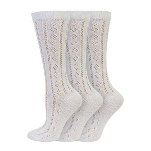 Girls Long Length Knee High 84/% Cotton Traditional Pelerine School Socks 3 Pairs