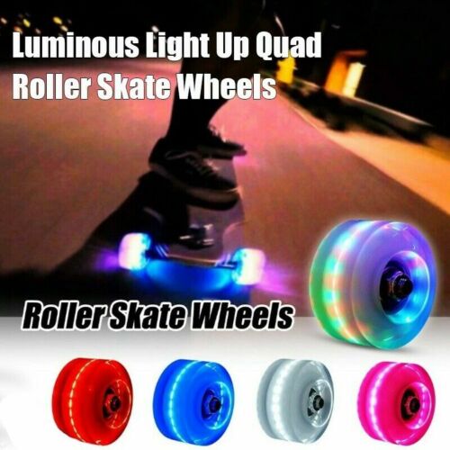 4PCS Luminous Light Up Quad Roller Skate Wheels with BankRoll Bearings Installed