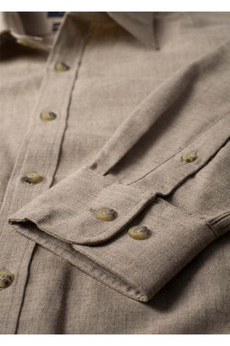Viyella Cotton//Wool Mushroom Plain Shirt