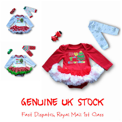 Christmas Baby Girl Costume Fancy Dress Outfit 1st Christmas Tutu 2 pc Set 