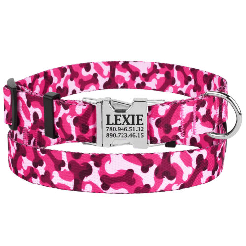 Personalized Dog Collar Nylon Camouflage Collars for Dogs Custom Engraved Buckle
