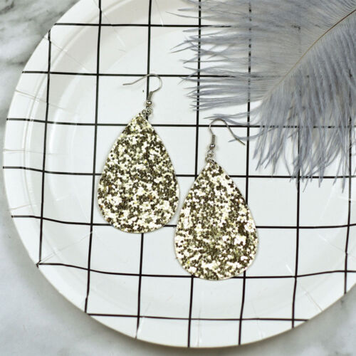 1Pair Boho Glitter Sequins Teardrop Shape Dangle Earrings Women Ear Stud Jewelry