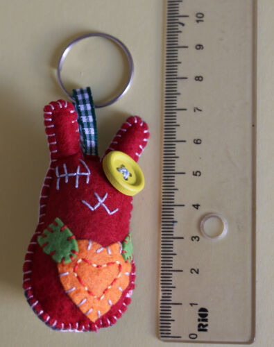 PaTchyZ Original Felt Creations Random Key Chain Rabbit Button Bunny 2/"x2.75/"