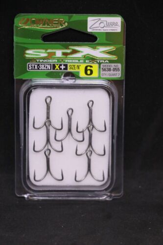 Size 6 X Owner STX-38 Zo-Wire Treble Hooks Strong Pack of 7 