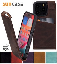 SUNCASE® Hülle Flip Tasche Echt Leder Handy Schutz Cover Klapp Case in 4 Farben