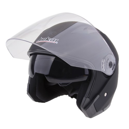Dual Visors Motorcycle 3//4 Open Face Half Helmet Matte Black XXL