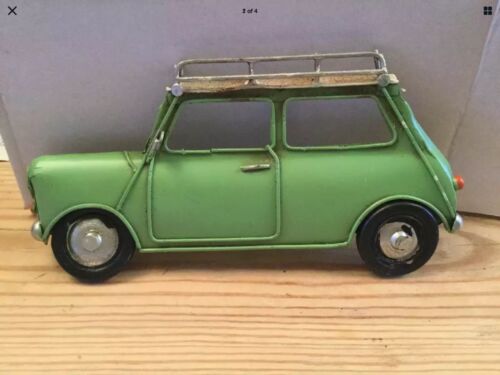 Vintage Look Mini Car Green Retro Metal Fridge Magnet New 18 cms Long