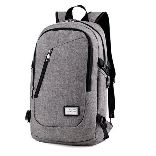 Anti-theft Men USB with Charger Port Backpack Laptop Notebook Travel Busines Bag