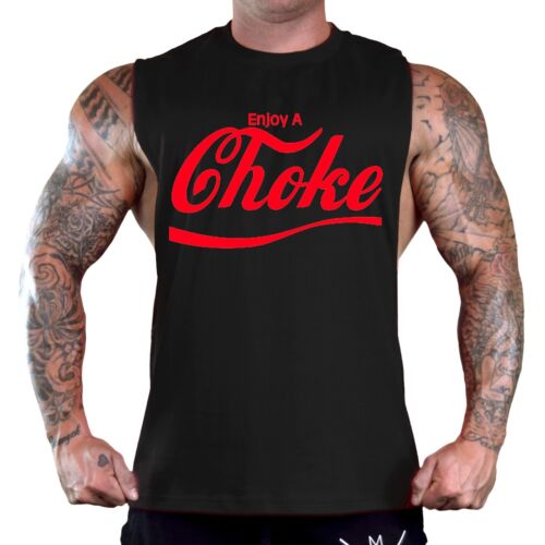 Men/'s Red Enjoy A Choke T-Shirt Tank Top Gym Workout Muscle Fitness MMA Fighter