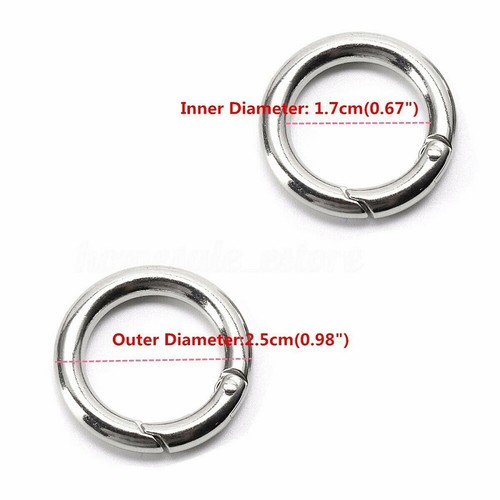 6pc//Set Mini Silver Circle Round Carabiner Spring Snap Clip Hook Keychain Hiking