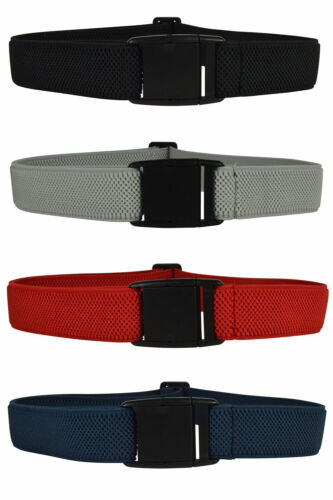 Womens Black Fully Adjustable Stretch Belt with Plastic Clip Buckle Mens