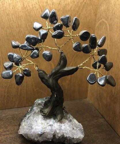 Beautiful HEMATITE Gemstone Bonsai Tree for Healing Stones
