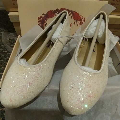 NWT white sparkle dressy shoes GIRLS us size 12