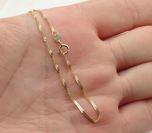 Details about   7" Twisted Singapore Sparkle Bracelet Real Solid 10K Yellow Gold 