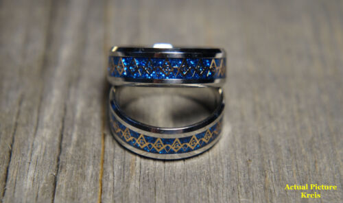 Square /& Compass ~ Blue Masonic Ring Silver /& Gold ~ Size 10 ~ Free Shipping