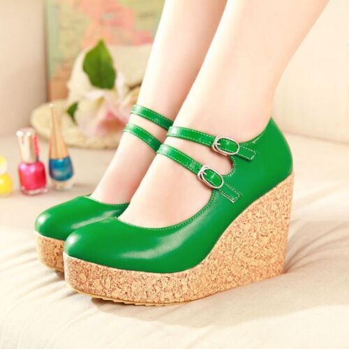 Details about  / Ladies Wedge High Heel Women/'s Wedge Platform Shoes Sandals Mary Janes Pumps @