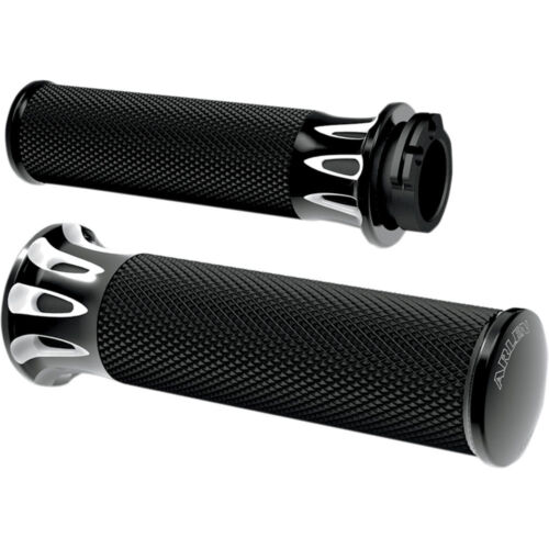 Arlen Ness Black Deep Cut Fusion Grips for 1982-2018 Harley Dual-Cable 