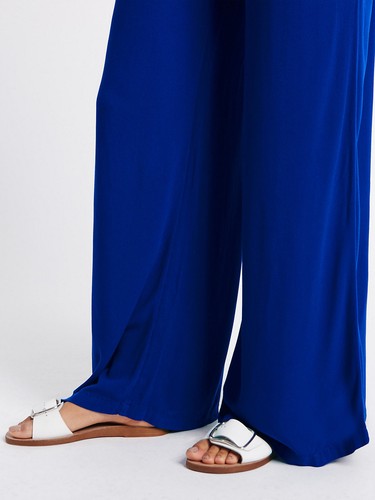 ex M/&S Marks /& Spencer Pleated Palazzo Wide Leg Cobalt Blue Trousers