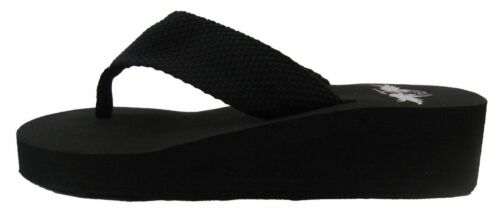 Trendy Design's Black Flip Flops Wedge High Heel Comfortable US Womens Sz 4-11 