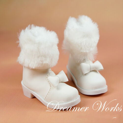 1//3SD16//13//GR BJD Shoes White Villus Leather Short Boots Bow Deco for BJD Doll