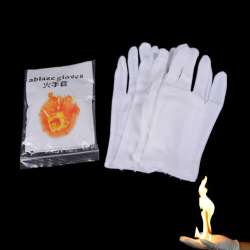 2 Pair Magic Fire  Gloves Bring Fire from Glove Palm Magic Props Magic TricksS*
