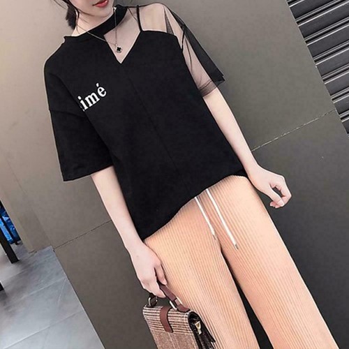 Koreanisch mode frauen sommer kurzarm beiläufige lose shirt bluse t top Y8N0